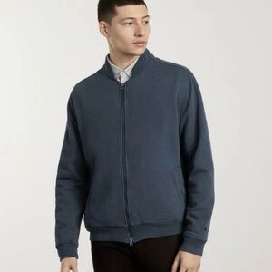 EVERLANE Men's The Bomber Jacket Full Zip Organic Cotton Blue Size Large